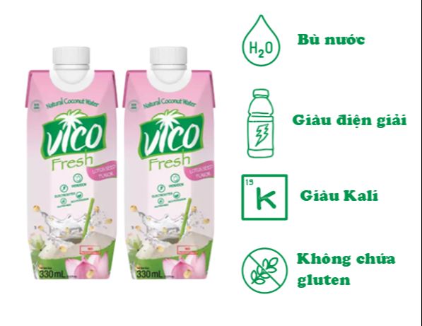 COMBO 2 HỘP NƯỚC DỪA VICO FRESH - VỊ SEN 330ML
