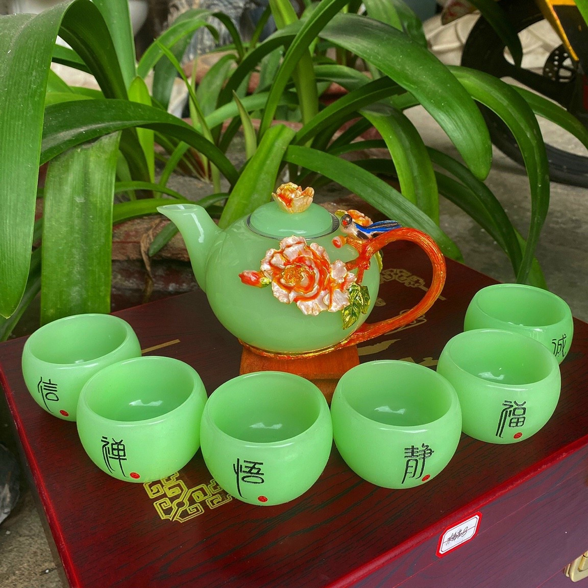 Bộ ấm chén ngọc Onyx Góc Phong Thủy