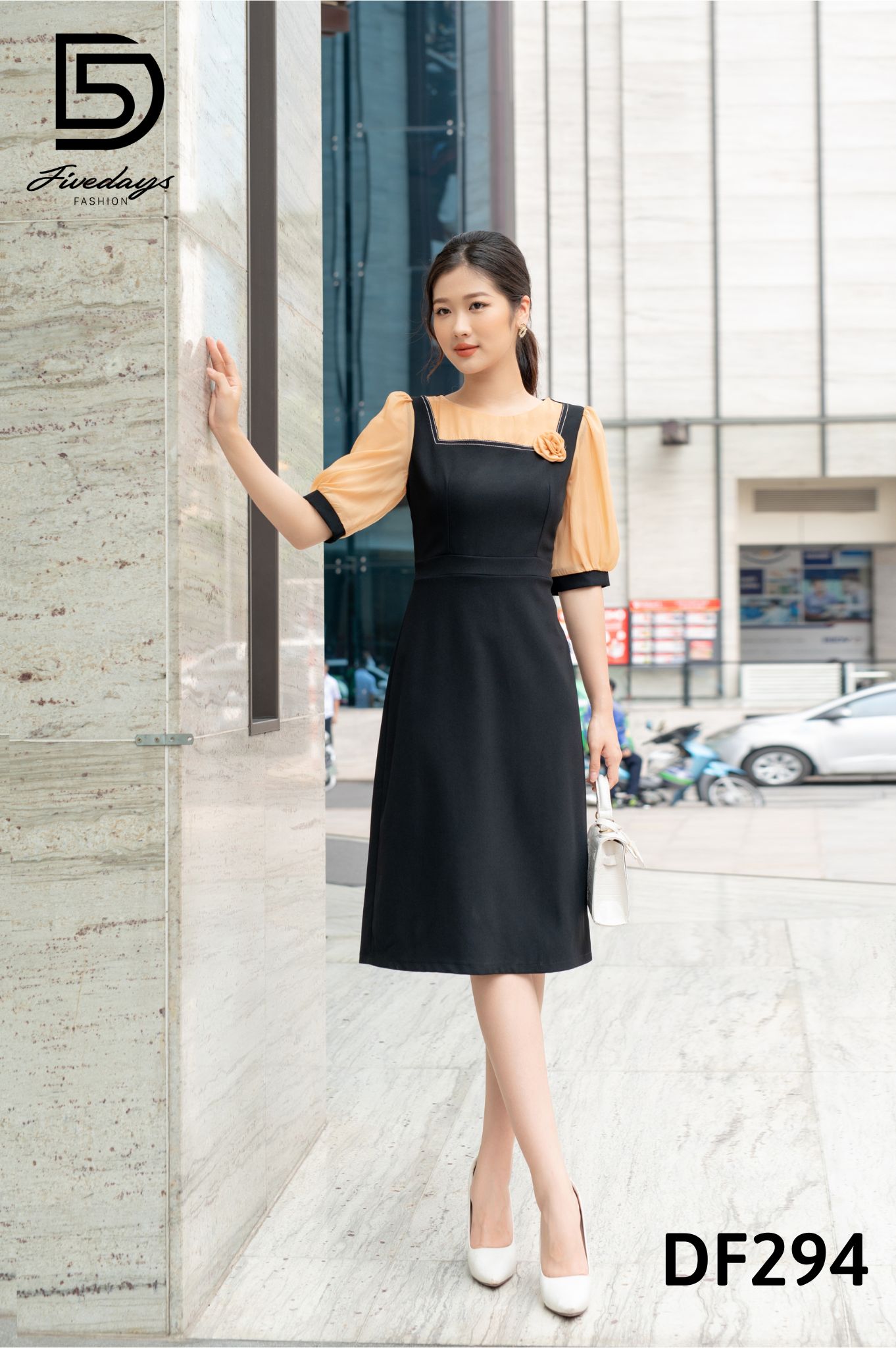 Fivedays - Đầm A phối cổ