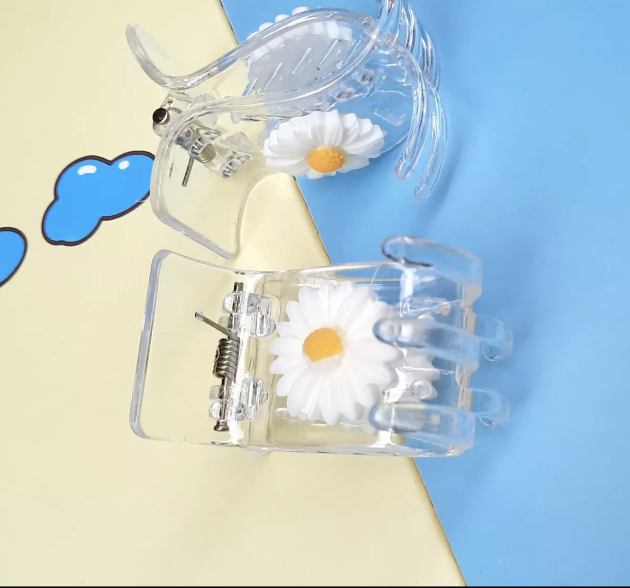 [FREESHIP + HOÀN TIỀN 50K] Kẹp Càng Cua ( Gấp Tóc ) 5 Răng Trong Suốt Đính Hoa Cúc Hot Trend Hàn Quốc Ngọt Ngào Cho Nữ PKHN0067