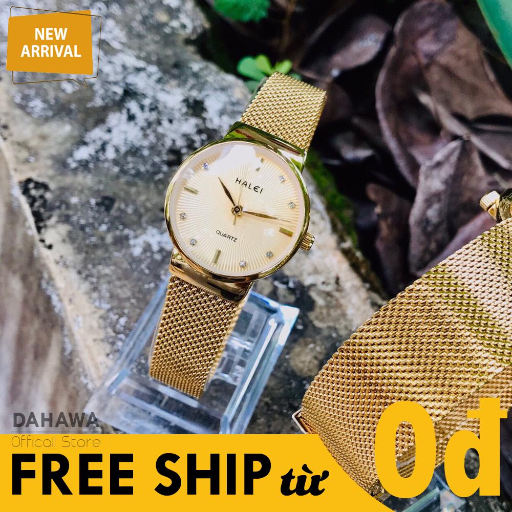 Đồng Hồ Quartz HALEI Cặp Đôi Dành Cho Nam Nữ, Mặt Tròn Mỏng Sang Trọng, Chạy 3 Kim, Dây Lưới Thép Không Gỉ, 2 Màu Lựa Chọn  (Bảo Hành 6 Tháng)