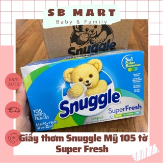 [MỸ - ĐI AIR] Giấy thơm quần áo Snuggle hộp 105 tờ Super Fresh mùi thơm dịu nhẹ, tươi mát thumbnail