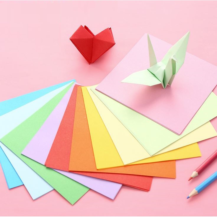[HCM]Giấy Gấp Origami Giấy Thủ Công Gấp Hạc Hoa( 10 màu 100 tờ)