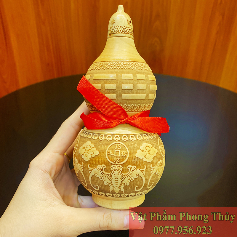 HỒ LÔ GỖ ĐÀO NGŨ PHÚC MAY MẮN 14cm