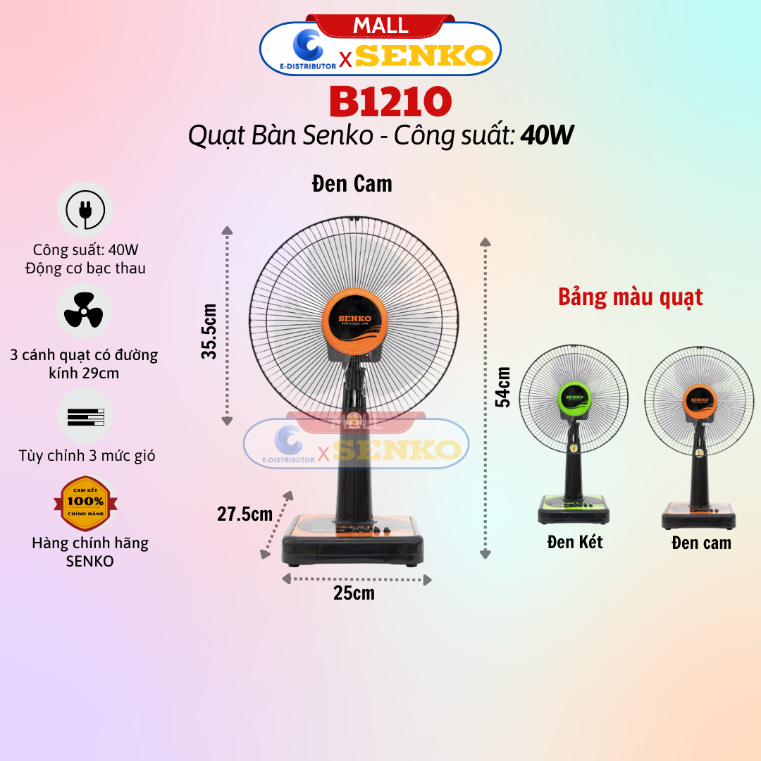 Quạt điện senko để bàn tiện lợi cao cấp b3/b4 - b1216 - b1213 - b1210 - b1616 - b1612 - hàng chính hãng - bảo hành 24 tháng