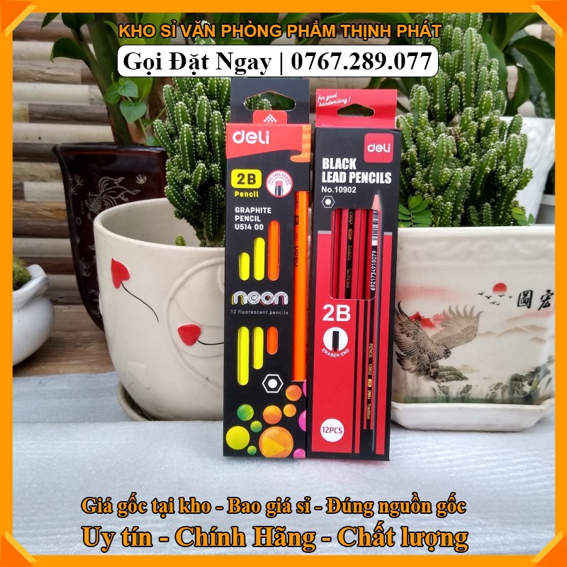 Bút chì gỗ 2B tam giác Deli , but chì luyện chữ đẹp, bút chì tập viết