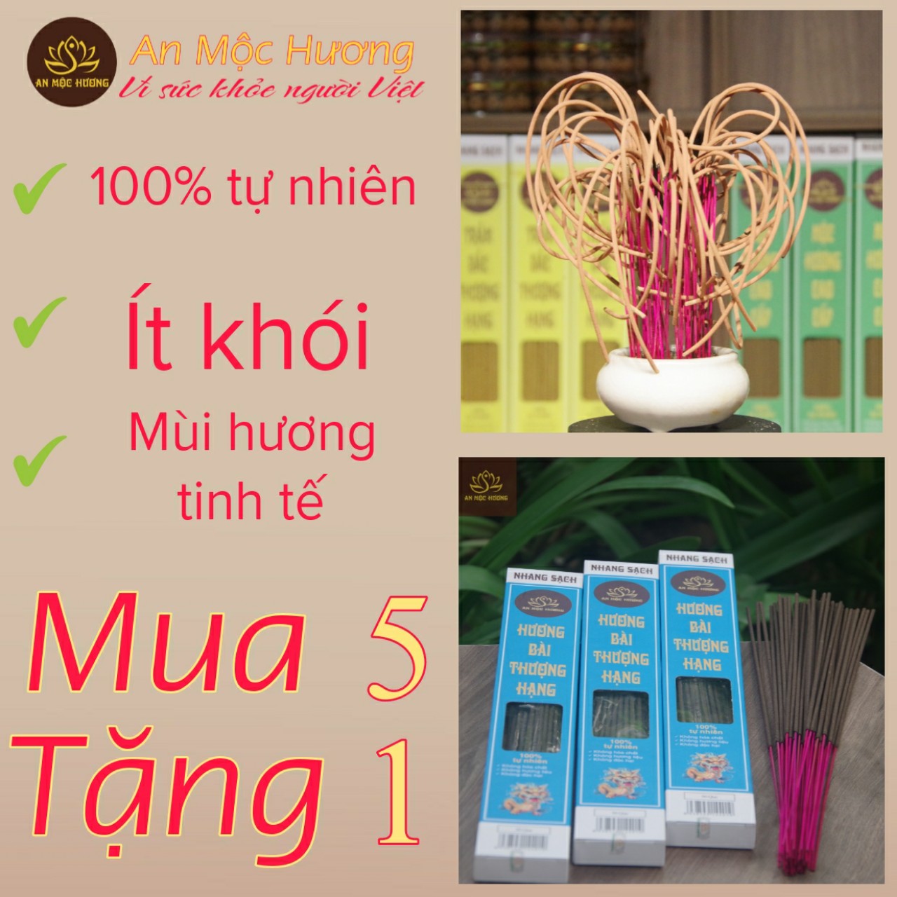 Nhang Hương Bài Thượng Hạng- An Mộc Hương, nhang cuộn tàn hồng, nhang nguyên liệu tự nhiên, nhang trầm cuộn tàn đẹp