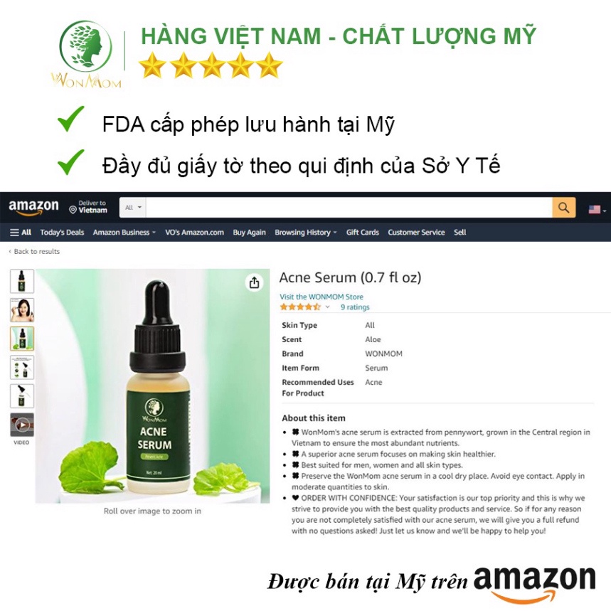 Combo hết mụn cứng đầu với bộ sản phẩm Wonmom ( 1 sữa rửa mặt + 1 serum mụn + 1 kem cấp ẩm )