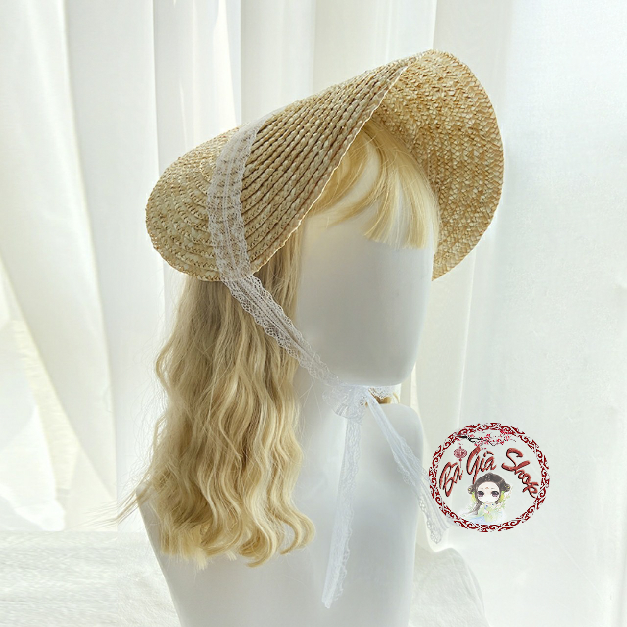 Nón cói dẹt nón lolita chụp hình