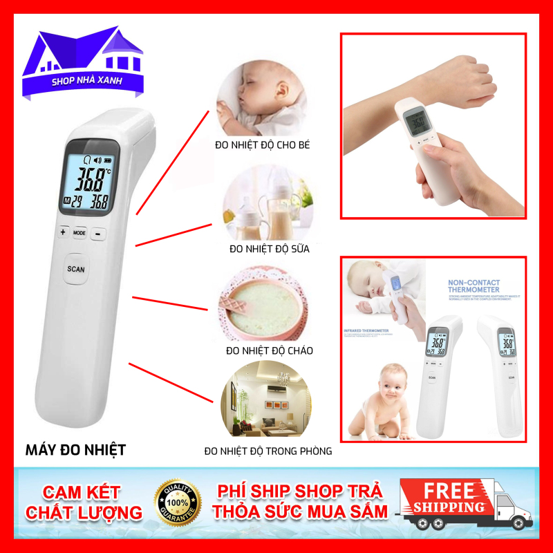 Nhiệt kế hồng ngoại điện tử đa năng đo thân nhiệt, nhiệt độ nước, nhiệt độ phòng tiện dụng bảo hành Lỗi 1 đổi 1