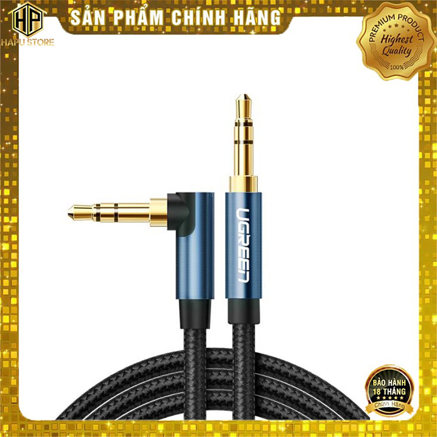 Cáp âm thanh Ugreen 60179 dài 1m bẻ góc chuẩn 3.5mm  - HapuStore