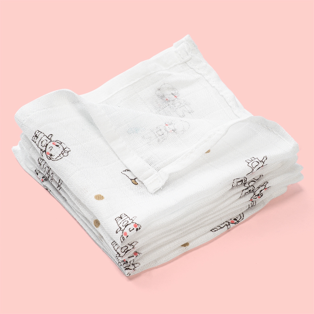 Khăn gạc sợi tre in hình Animo HM9X (25x25cm,5 cái)