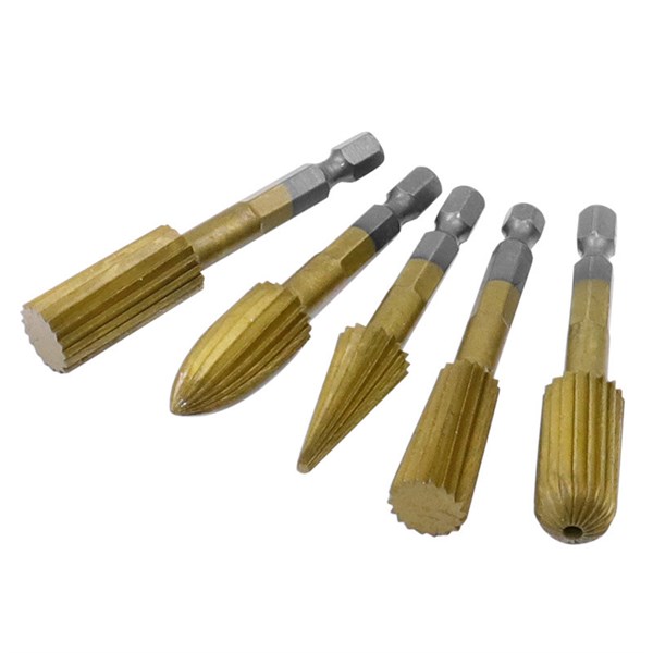 Bộ 5 đầu mài khắc làm lũa gỗ bằng thép carbon cao cấp