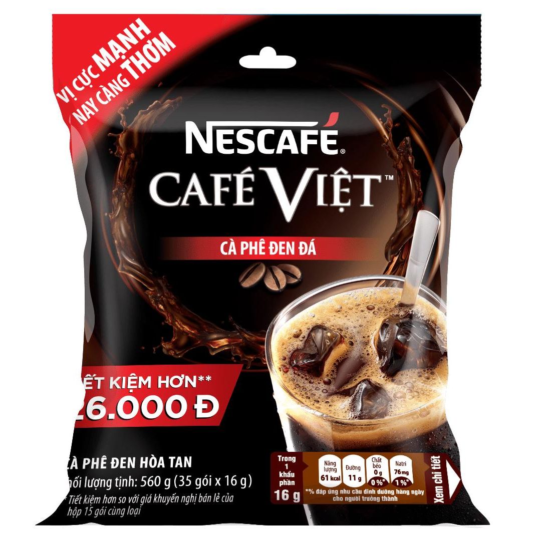 Cà phê hòa tan Nescafé café Việt cà phê đen đá (Bịch 35 gói x 16g)