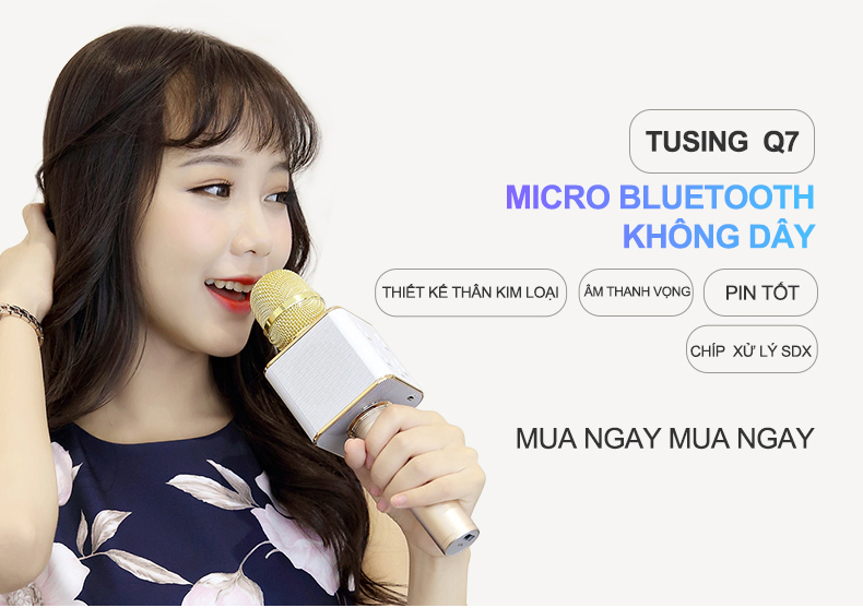 Micro Q7 Micro Bluetooth Karaoke Q7 Có Sạc Dự Phòng Chính Hãng