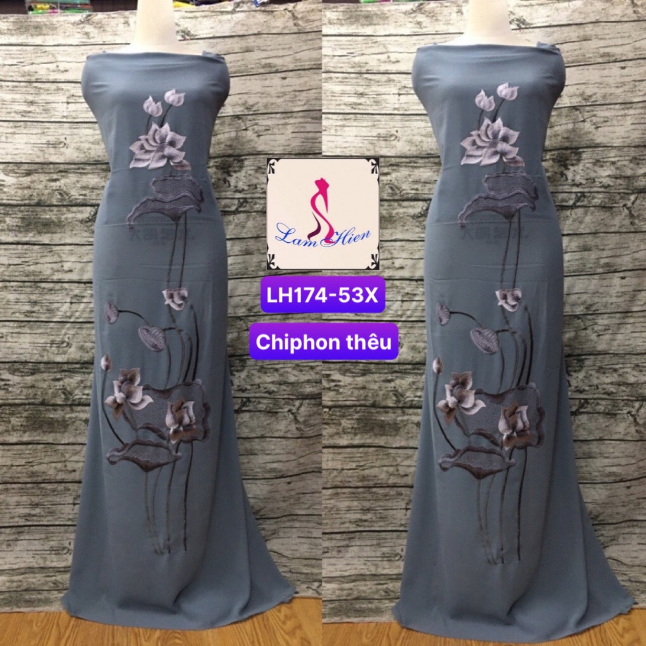 Vải áo dài thêu LH174