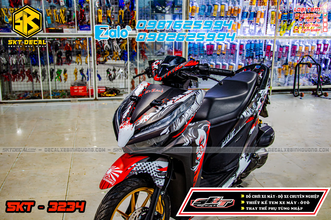 tem trùm vario 2019 trắng đen đỏ kabuki