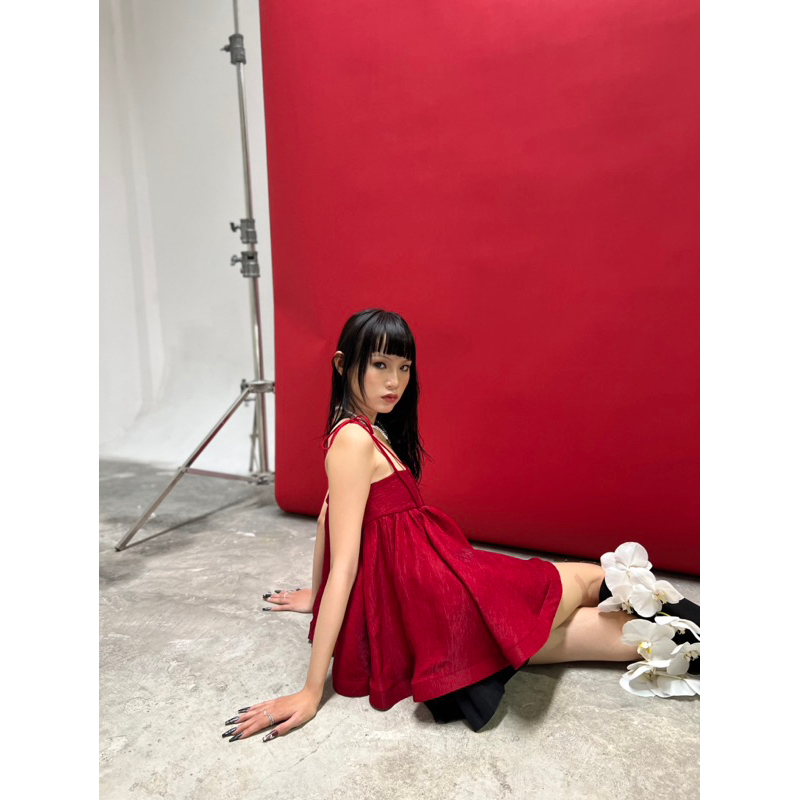 EIN.OFFICIAL - Áo babydoll đỏ đô