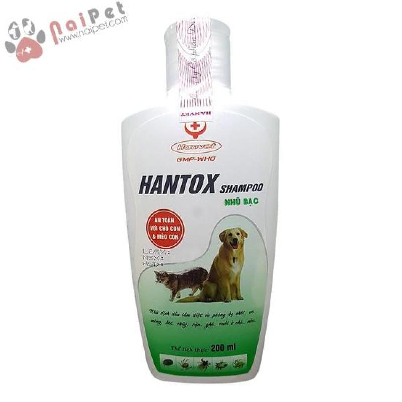 Sữa Tắm Trị Ve Rận Bọ Chét An Toàn Với Chó Con Và Mèo Con Hantox Shampoo Xanh Nhũ Bạc 200ml
