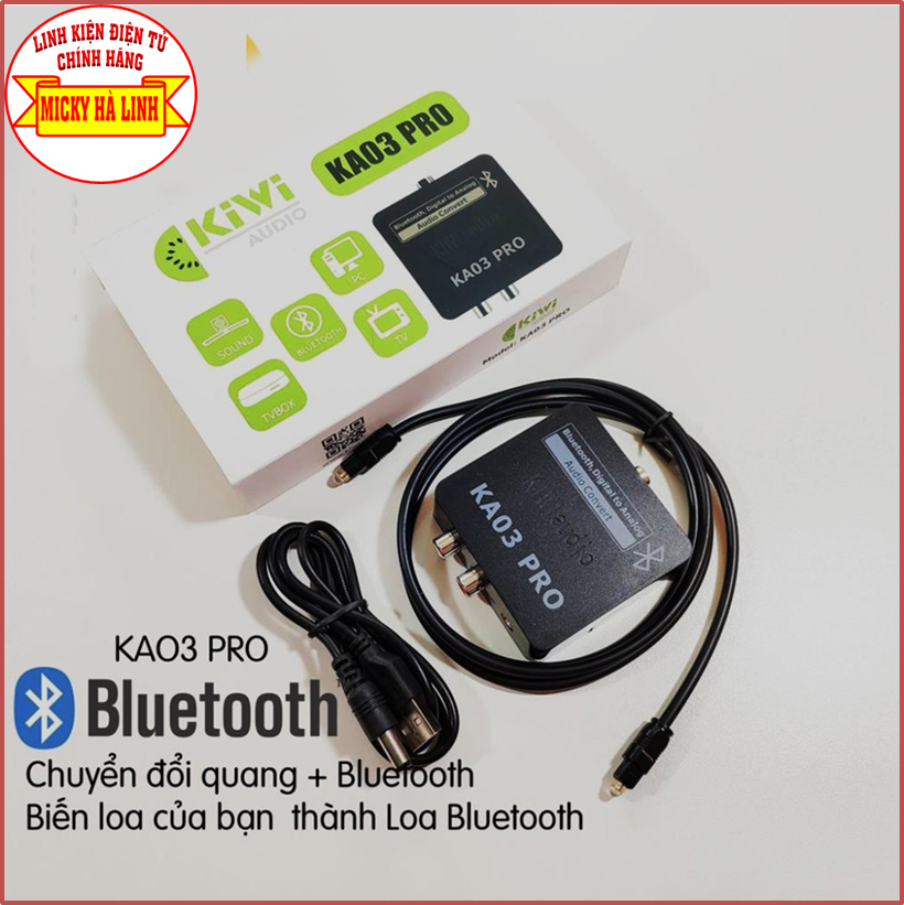 Optical kiwi ka03 pro, bộ chuyển đổi âm thanh optical có bluetooth kiwi- chính hãng