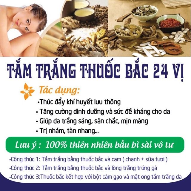 Bột t.huốc bắc 24 vị đắp mặt & tắm trắng dưỡng da handmade