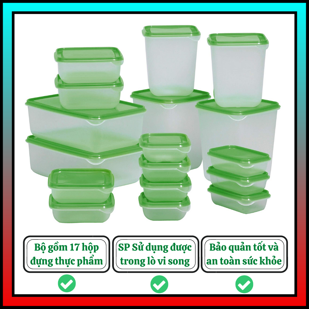 Bộ 17 hộp nhựa đựng thực phẩm cao cấp