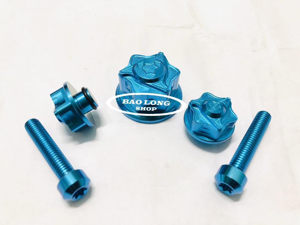 Bộ 5 con ốc GR5 gắn Ghi Đông Satria,Raider Fi 2018,2019 (100% titan) Xanh Lục bảo