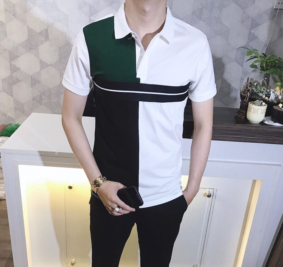 ÁO THUN NAM CÓ CỔ NAM PHỐI MÀU XD7172 THỜI TRANG CAO CẤP