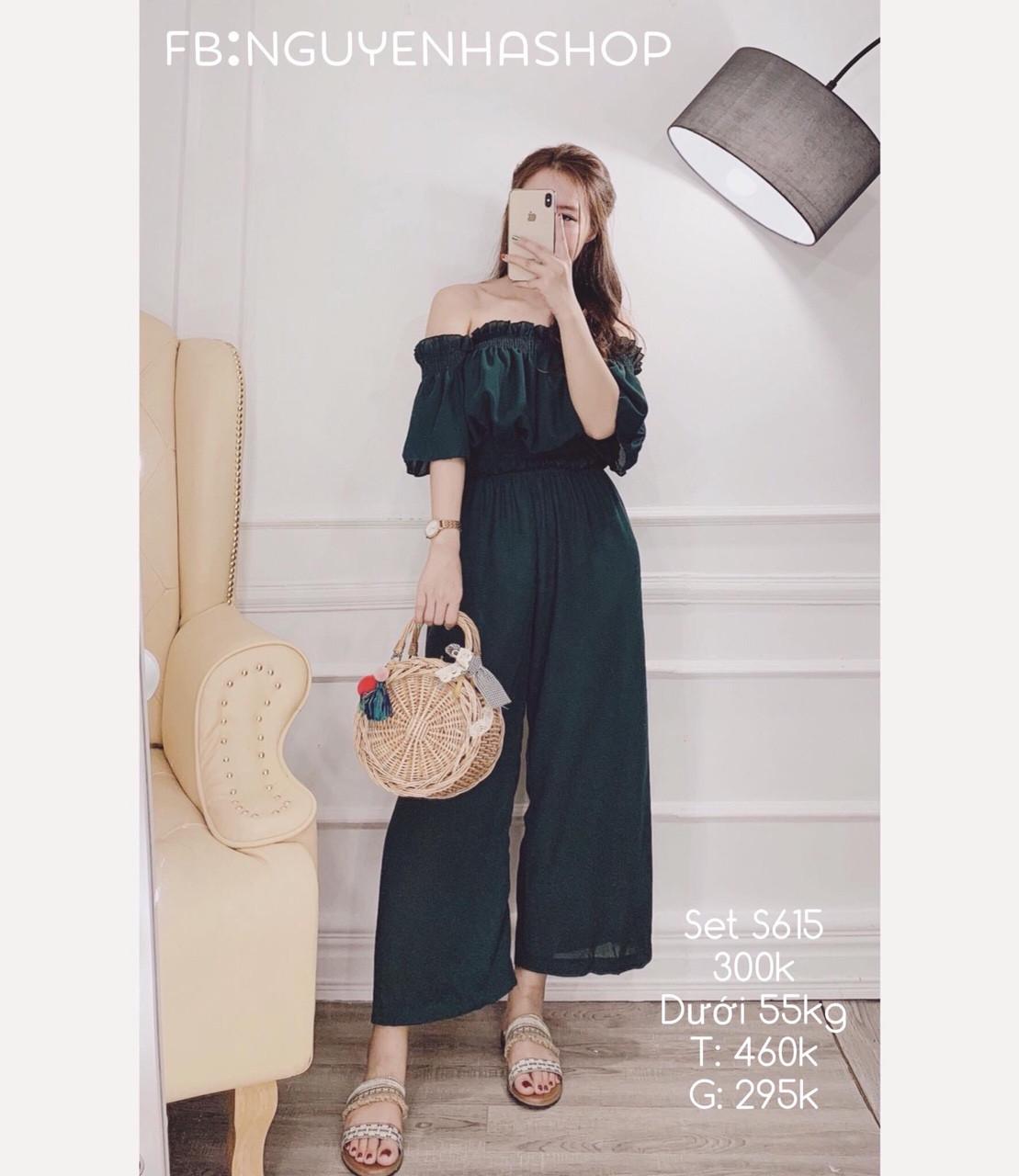 Sét Áo Cúp Ngực Rớt Vai Tay Xòe Kết Hợp Quần Ống Rộng Tiểu Thư TTS0549