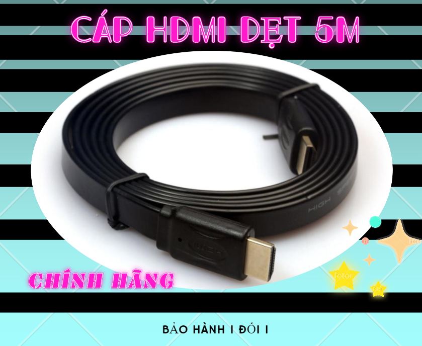 Cáp HDMI dẹt 5m - Hàng chính hãng