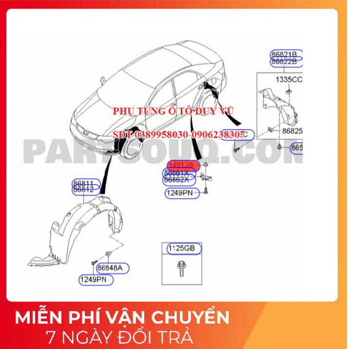 chắn bùn lòng dè trước kia forte, cerato đời 2008-2012