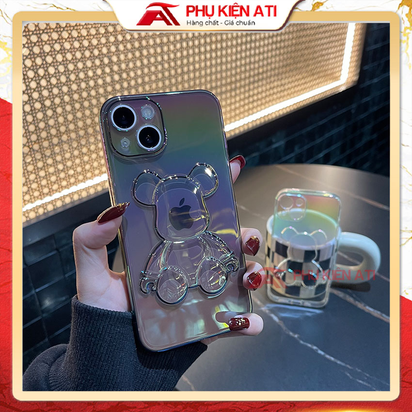 Case for iPhone bear Bearbrick, case phone bear shape color laser transparent for iPhone series 11, iPhone 12, iPhone 13 Promax-accessories ATI