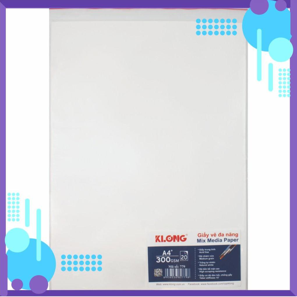 Giấy vẽ KLONG A4+ - 300 GSM - 20 tờ/tập; MS: 779