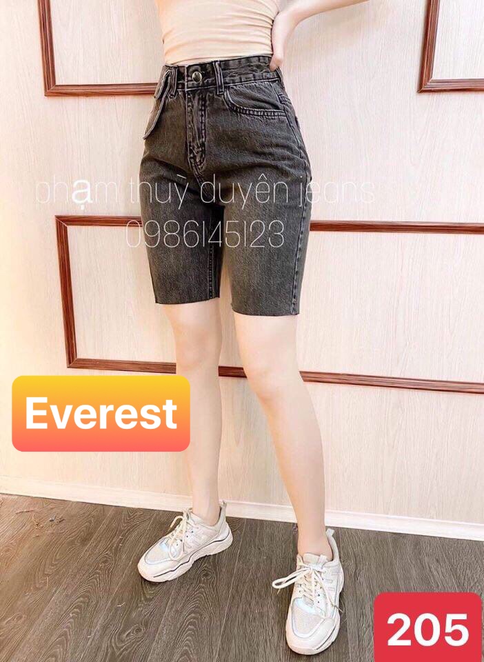 QUẦN SHORT SỌT JEAN LỬNG KIỂU NGỐ NỮ CHẤT BÒ XÁM TÚI HỘP HÀN QUỐC LƯNG CAO NÂNG MÔNG PR-205 - EVEREST FASHION