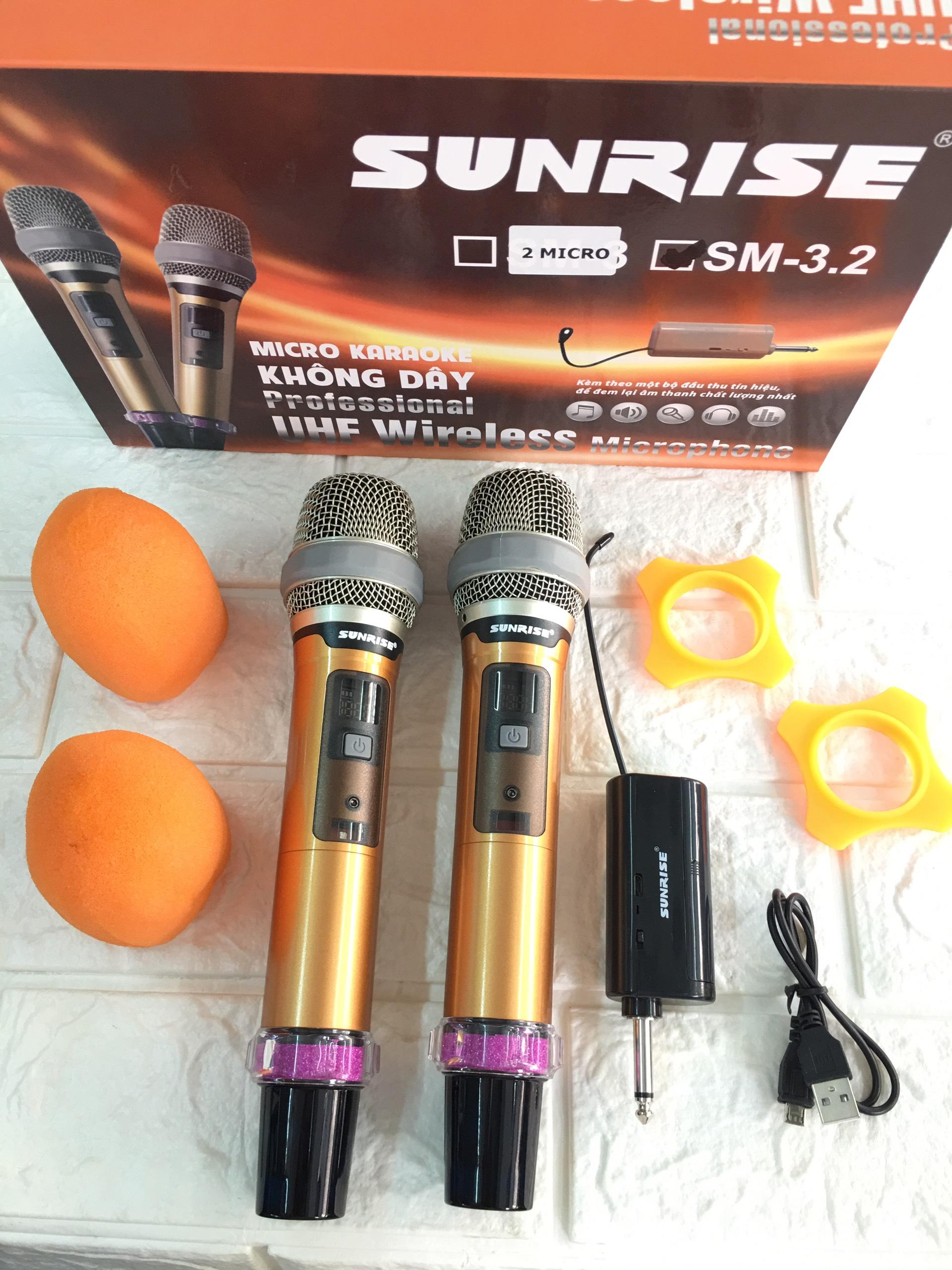 Micro Không Dây Sunrise SM-3 (Loại 2 Mic) hát cực hút