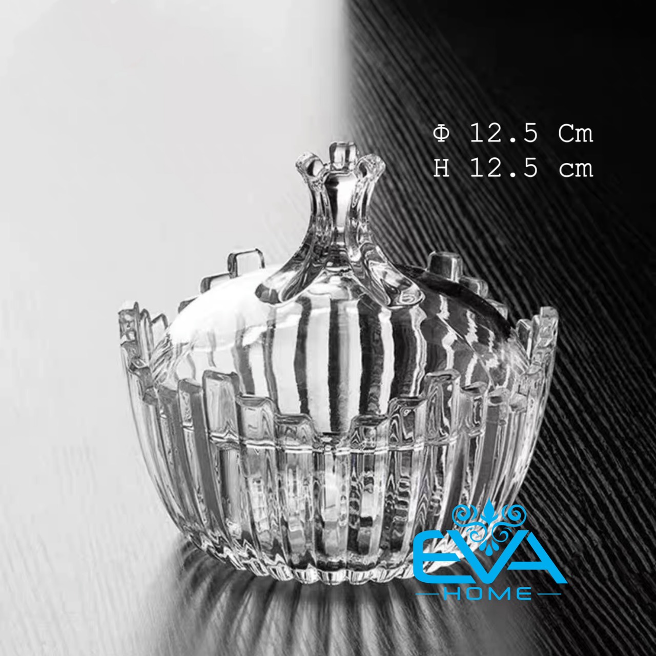 Thố Mứt Thuỷ Tinh Pha Lê Delisoga Họa Tiết Kẻ Sọc Phong Cách Royal Sang Trọng / Thố Mứt Tết Kẻ Sọc Stripe Crytal Candy Jar With Lid TG1032-4