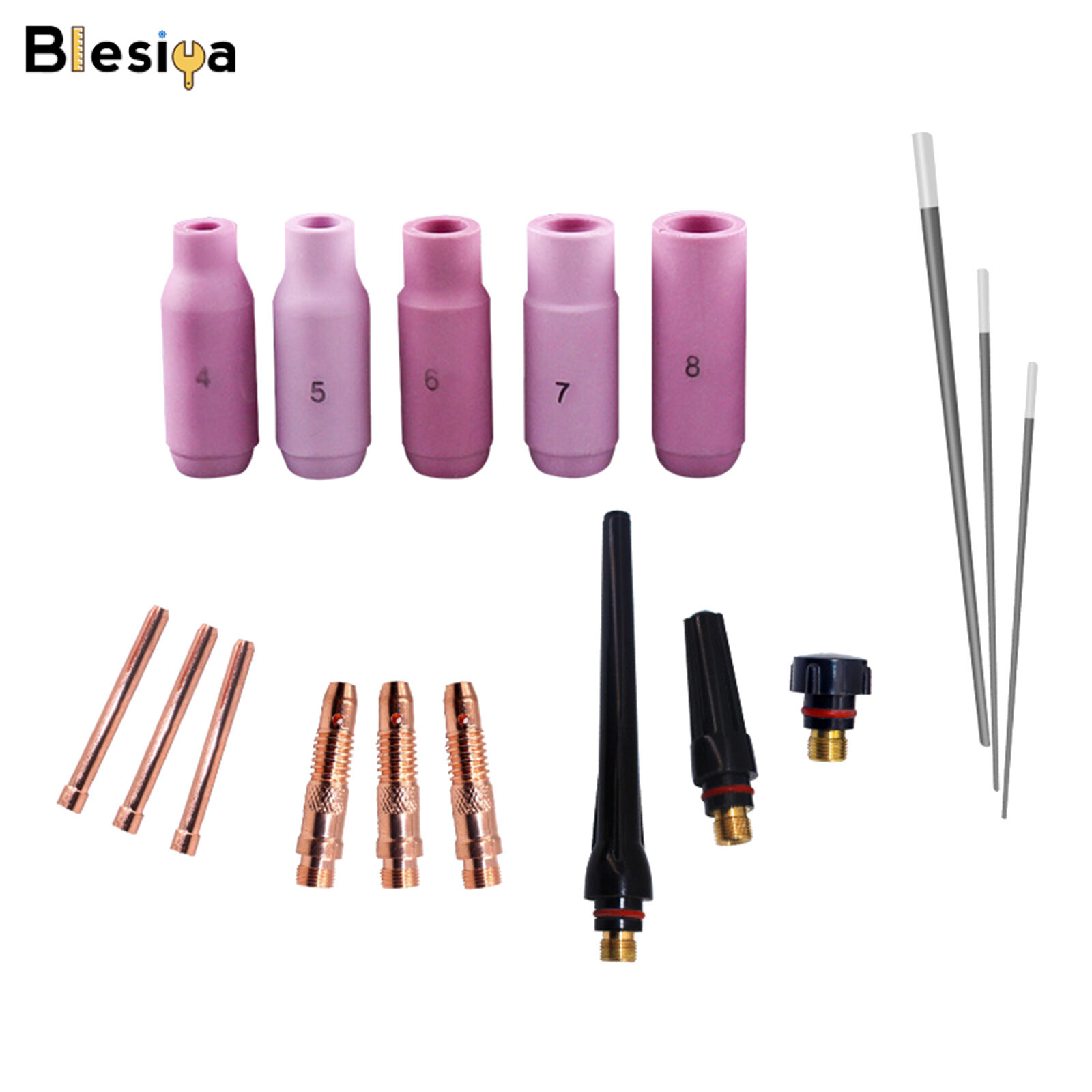 Blesiya 17pcs tig welding torch gas lens collets body accessories for wp-17/18/26