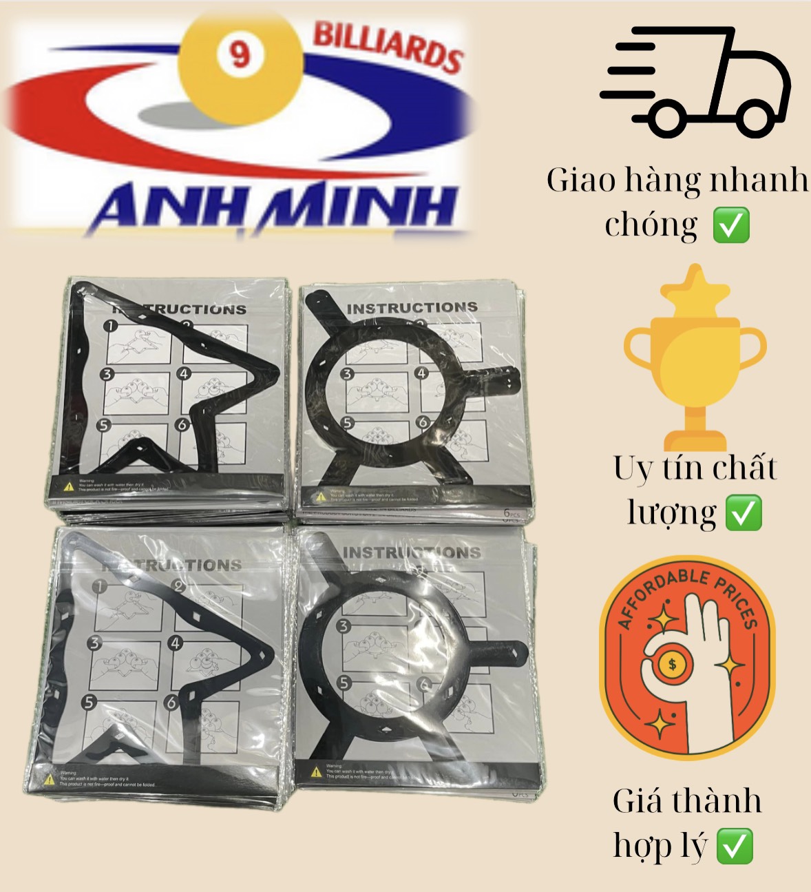 Phim xếp 9 bi 1 bộ 6 cái