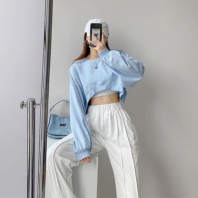 Áo thun tay dài crop vạt trước - AT2108