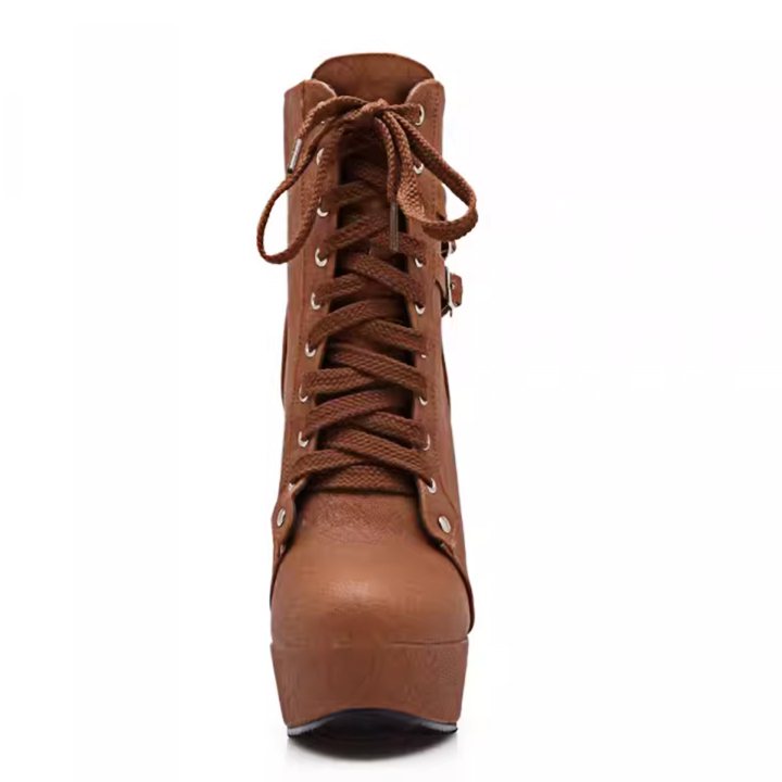 Boots Cổ Ngắn Gót Vuông 12cm PB655-4022