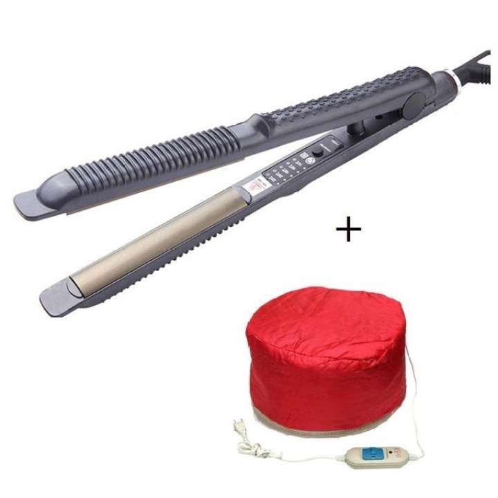 Máy duỗi tóc 5 mức chỉnh nhiệt cao cấp (Tặng mũ hấp tóc) - Lưỡi thẳng