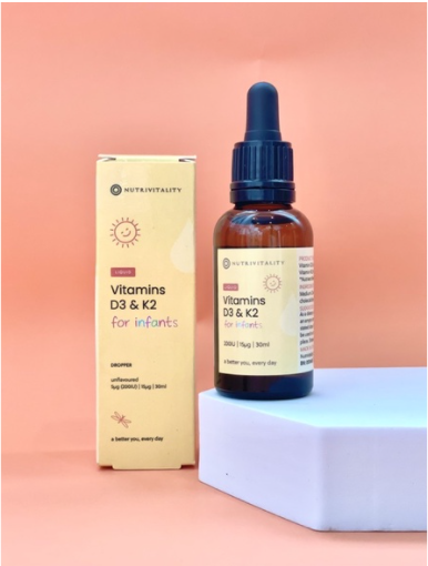 Vitamin K2 D3 MK7 cho bé Nutrivitality Anh 30ml K2D3