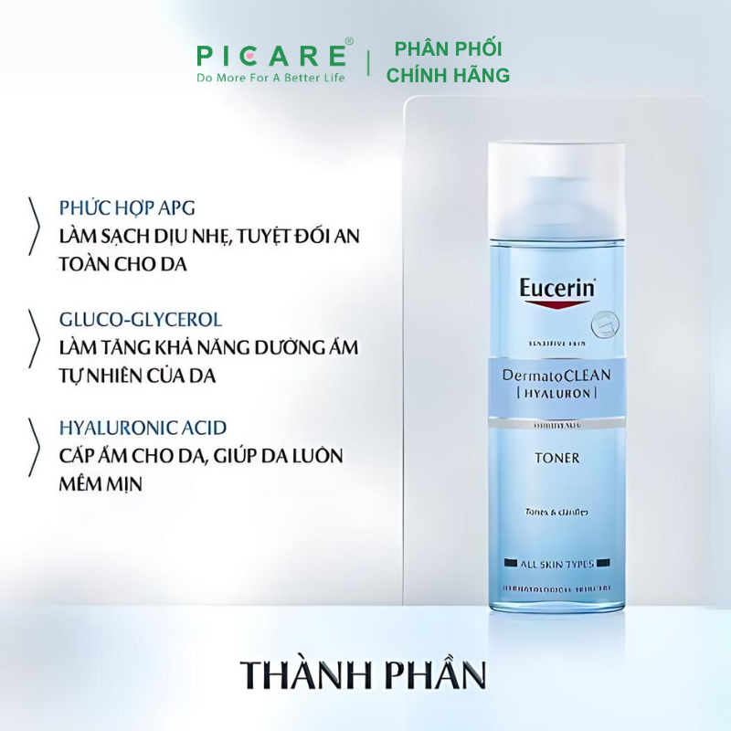 [GIẢM 20K ĐƠN 399K] Eucerin Nước hoa hồng cho da nhạy cảm Dermatoclean Clarifying Toner 200ml