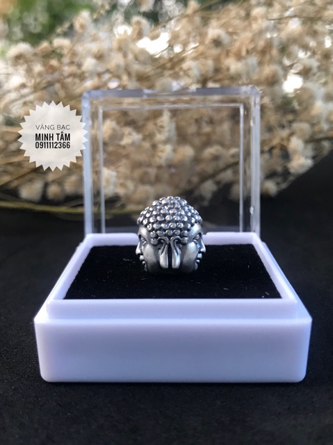 Charm Mặt Phật hai mặt bạc Thái cao cấp