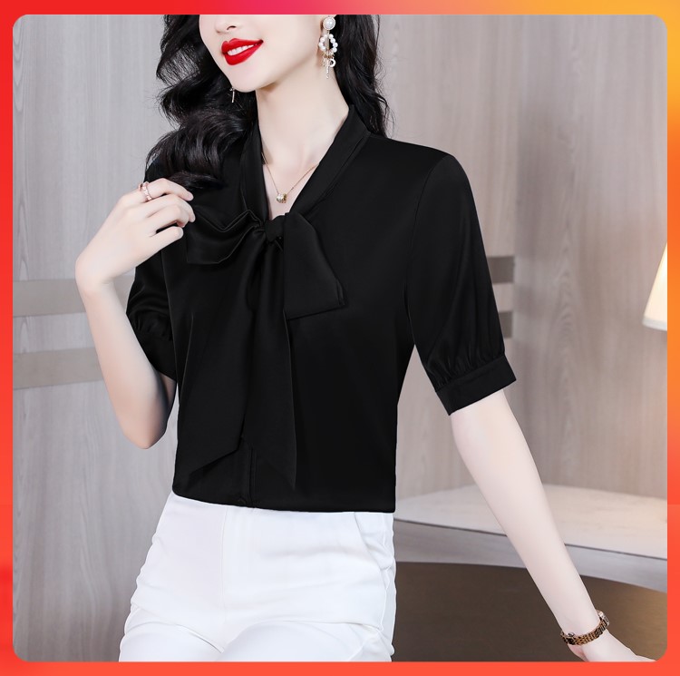 🔥[C025] Áo SƠ MI KIỂU NỮ CỘT NƠ CỔ tay lửng hàng Quảng Châu xinh xắn cực HOT - kholenqc