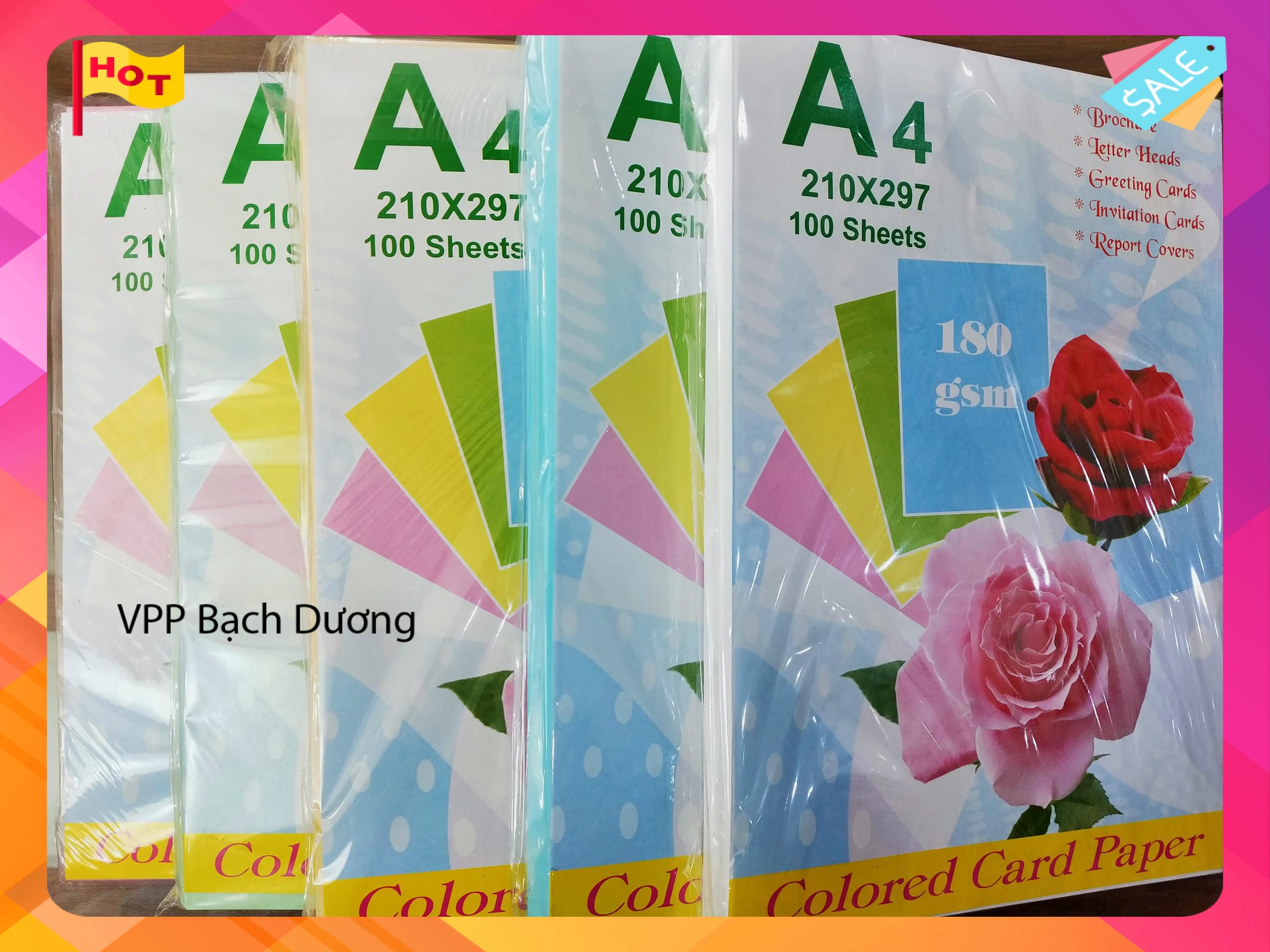Bìa Thái Lan A4 - 100 tờ/xấp- Bìa màu 180gsm
