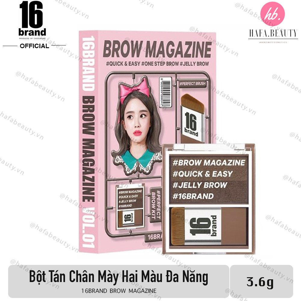 Bột Tán Chân Mày Hai Màu Đa Năng 16Brand Brow Magazine 3.6g