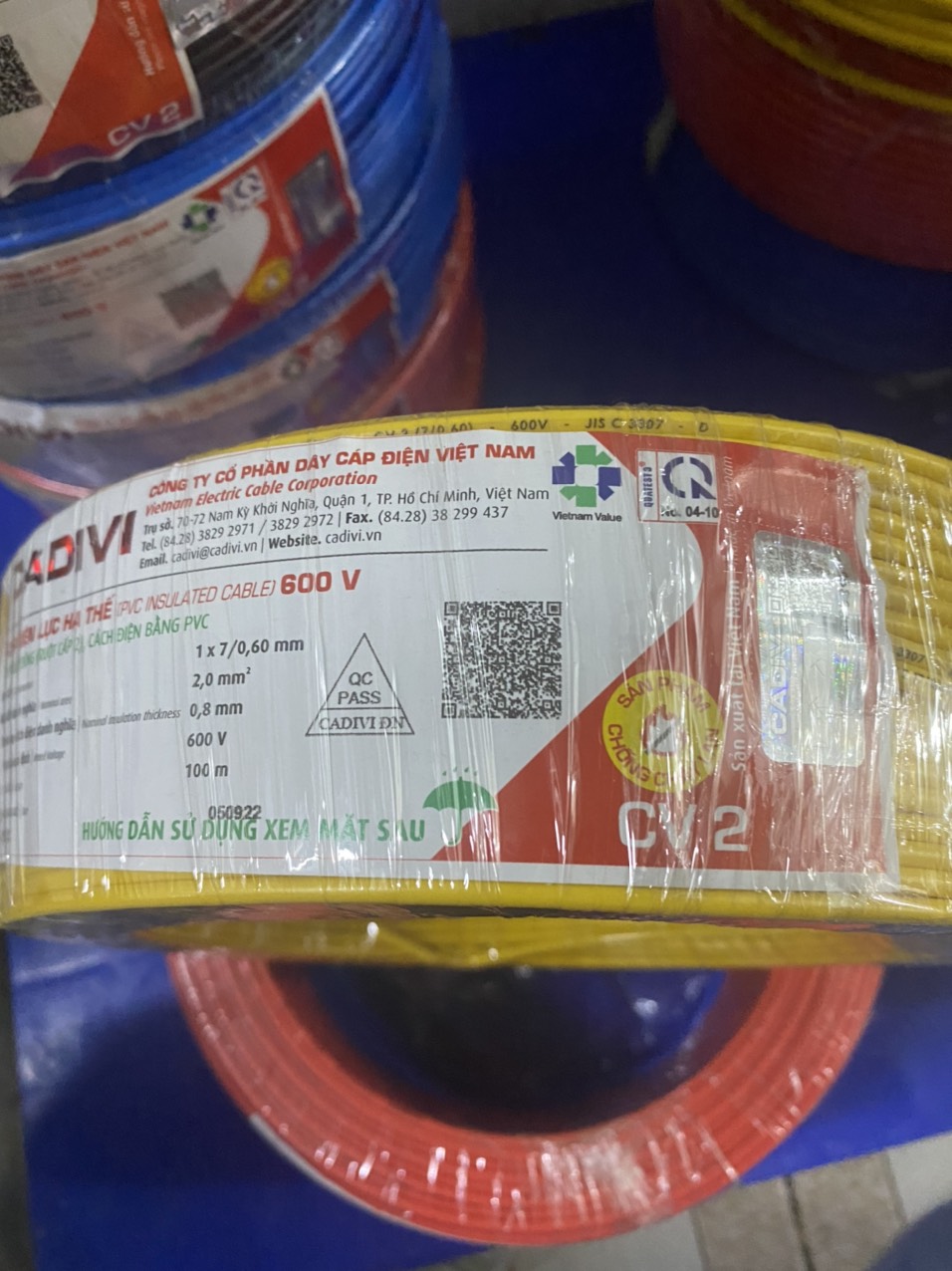 Dây điện Cadivi 2.0 đơn 7 sợi (cuộn 100 mét)