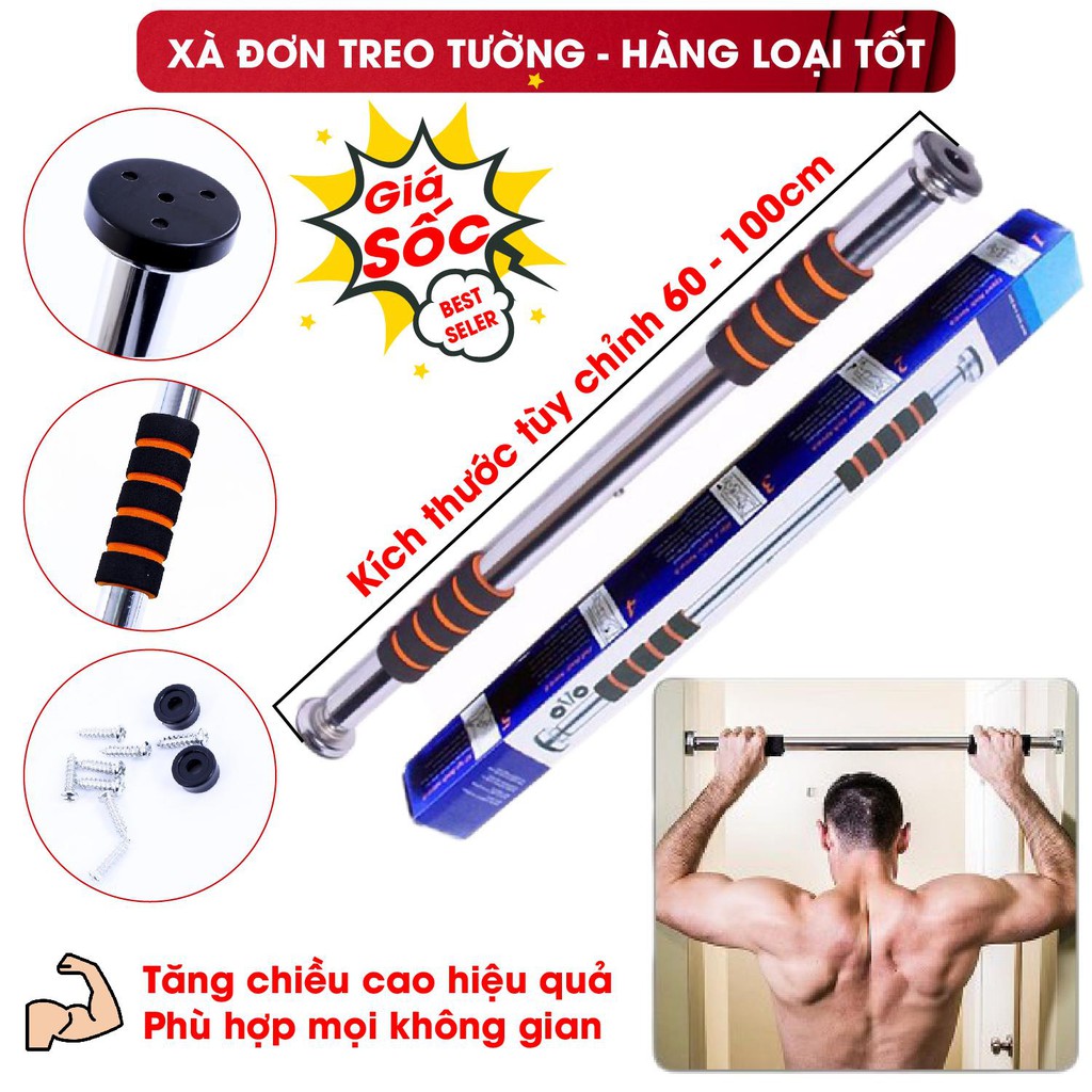 Xà Đơn Treo Tường, đa năng.Thiết Kế Nhỏ Gọn, Không Cần Khoan Đục, INOX 304 không rỉ, loại dầy nhất, mút tay cầm dài đẹp. ĐỔI MỚI TOÀN QUỐC 7 NGÀY - MUA NGAY!!