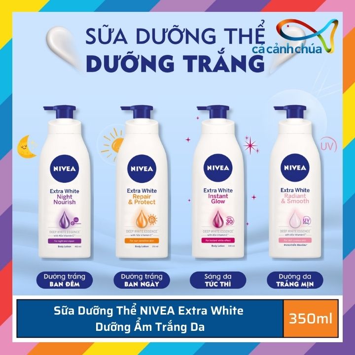 Sữa dưỡng thể Nivea Extra White dưỡng ẩm trắng da 350ml - Thái Lan